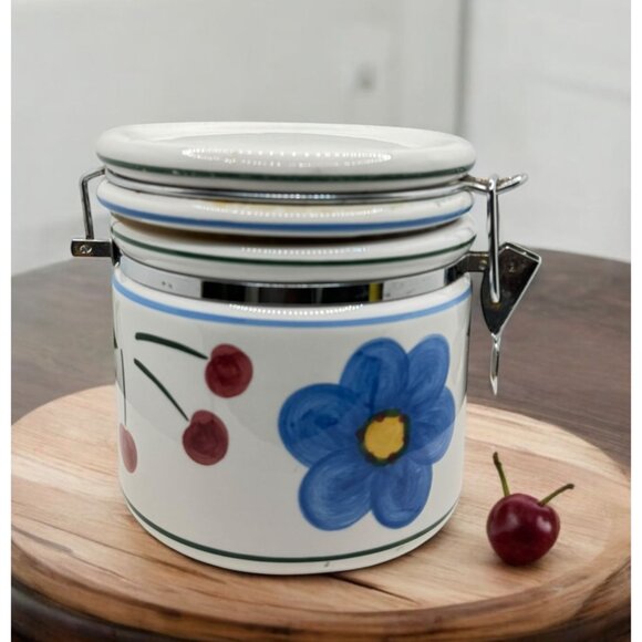 Vintage Certified International Set of 2 Ceramic Canisters/Cookie Jars Sealed Li - Picture 12 of 14